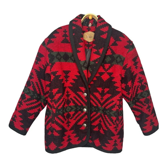 Woolrich Women's Vintage Red Aztec Wool Jacket. Sz: L - Picture 1 of 12